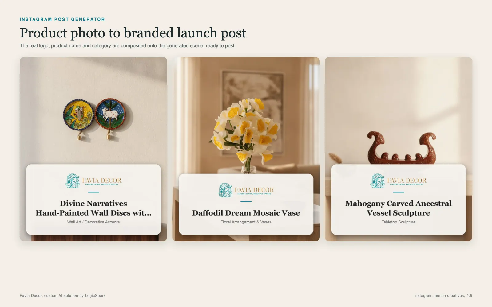 Favia Decor: Branded Instagram launch cards