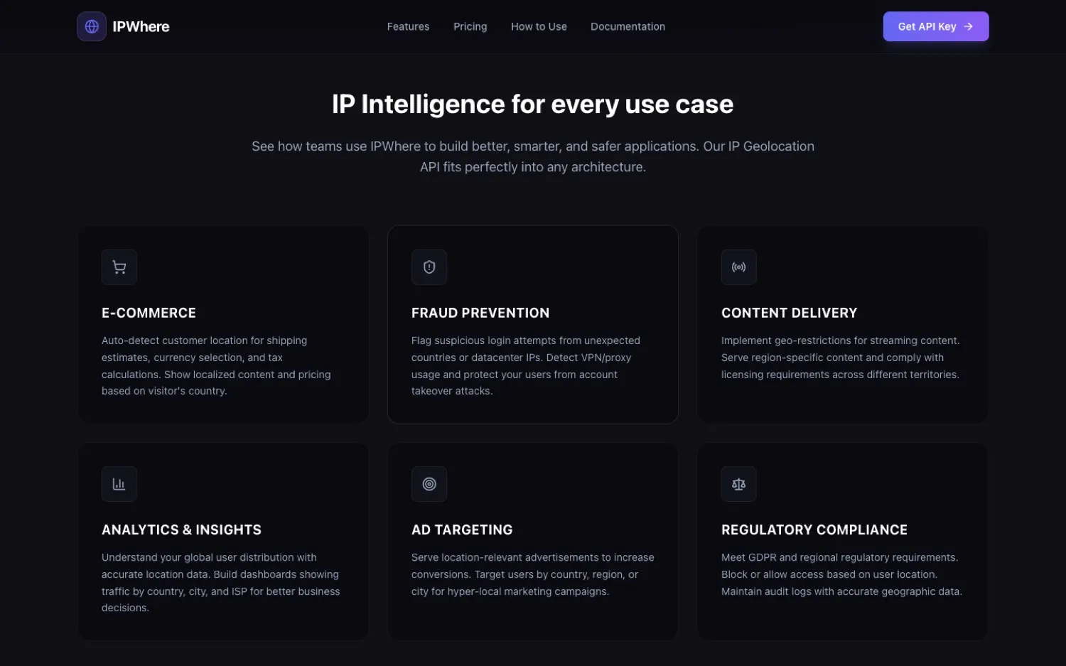IPWhere: Use cases: e-commerce, fraud prevention, content delivery, analytics, ad targeting and compliance